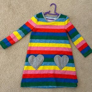 NWOT mini boden rainbow heart dress, size 6-7